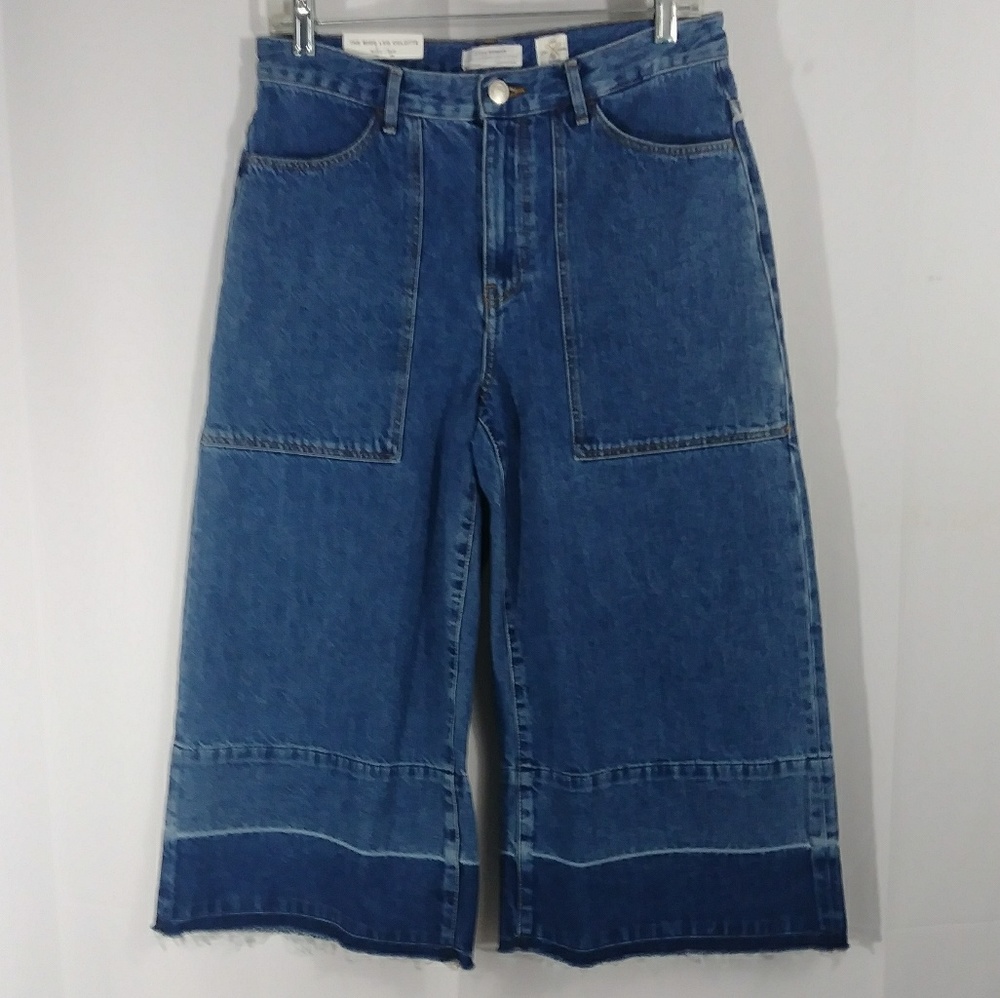 Zara wide leg culotte blue jeans women's size 6